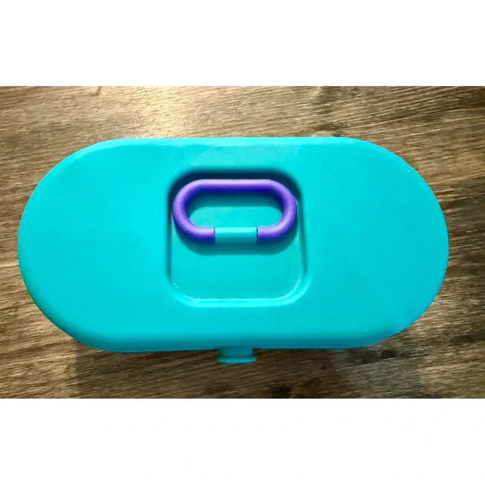 Plastic Makeup Case Kids Blue Teal Good Retro Divided Mirror Box